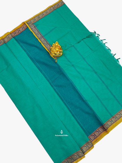 Sapphire Green Beautiful Pure Cotton With Blouse