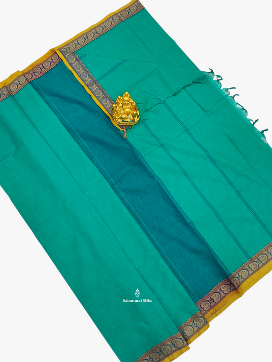 Sapphire Green Beautiful Pure Cotton With Blouse