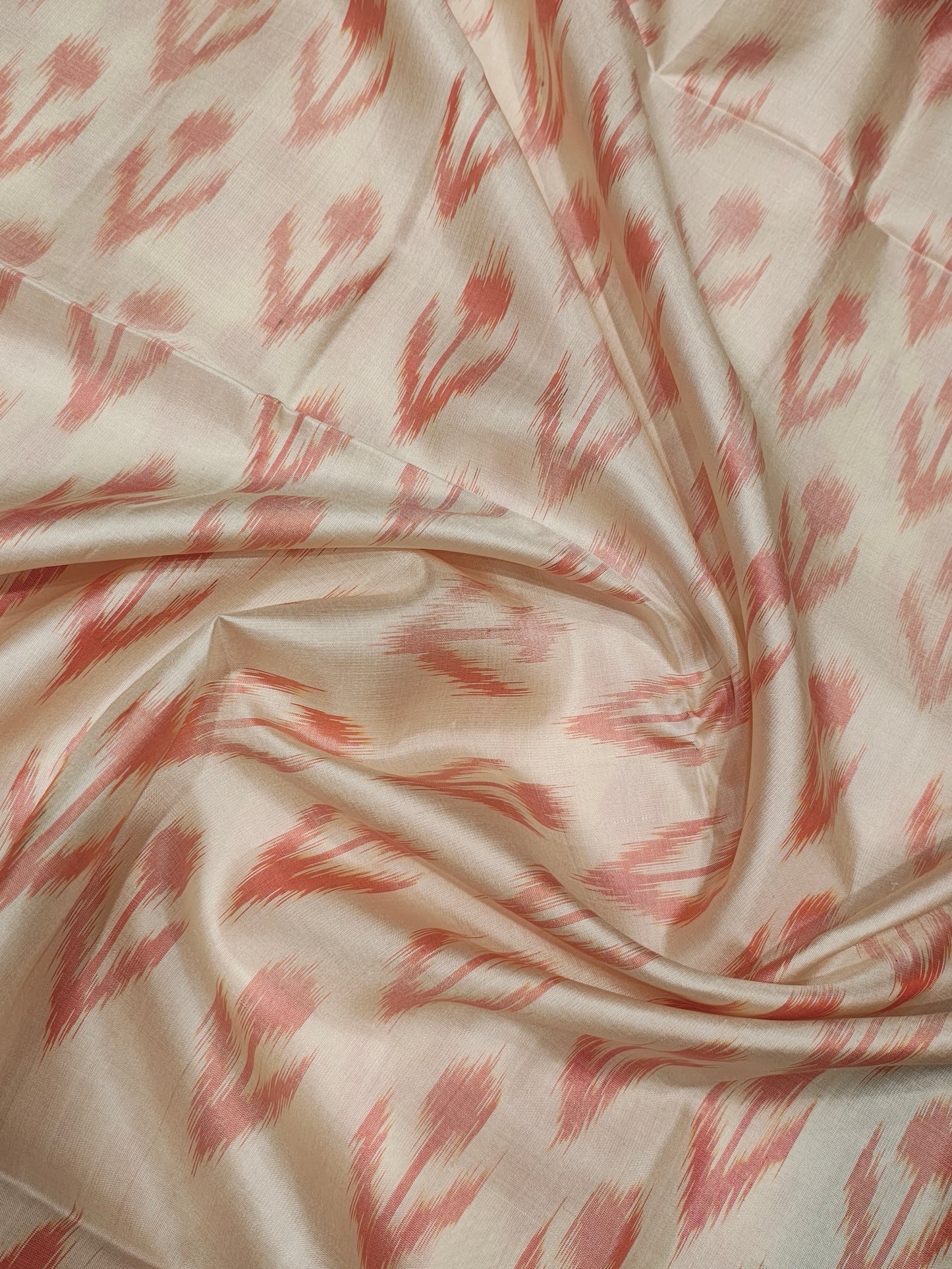 Half White Beautiful ikkat Fancy Pure Soft Silk Saree With Black Border