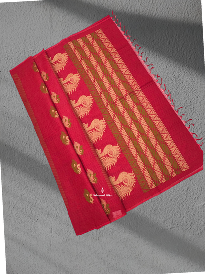 Maroon Beautiful Fancy Pure Cotton Saree With Border