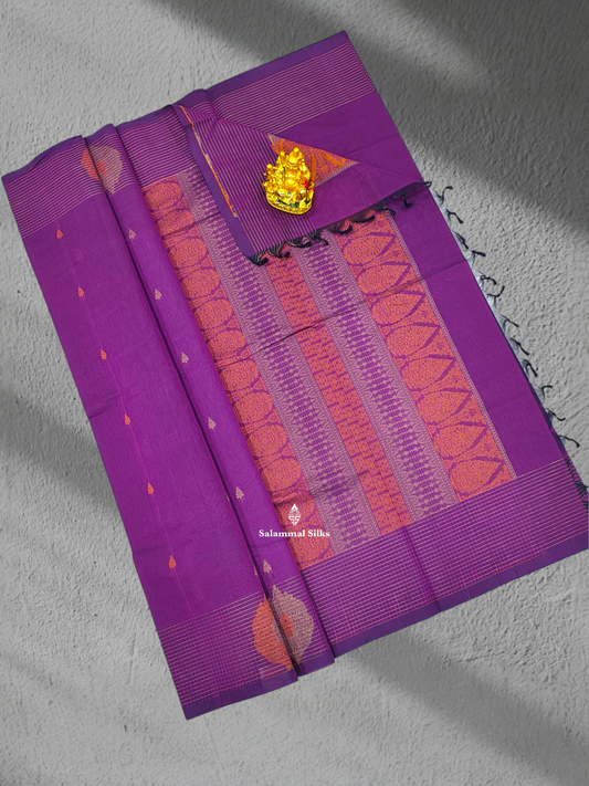 Violet Beautiful Pure Cotton Saree With Fancy Border