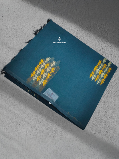 Olive Blue Beautiful Fancy Pure Cotton Saree With Border