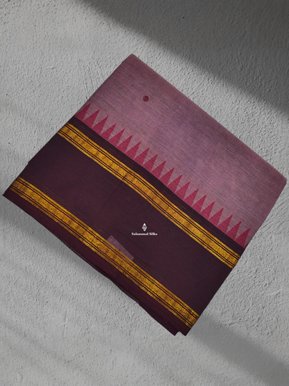 Light Brown Beautiful Pure Cotton Saree With Dark Brown Border