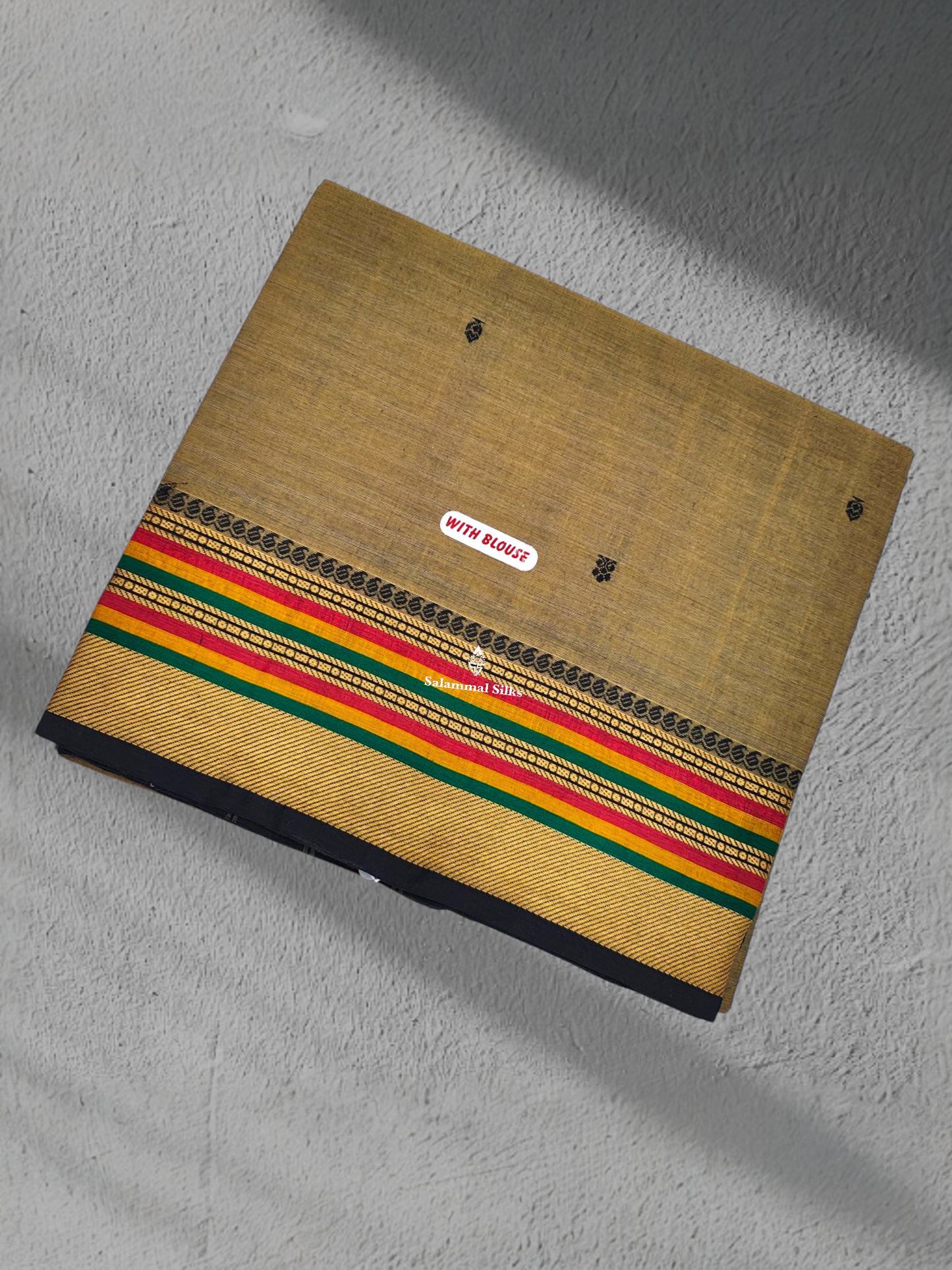 Beige Beautiful Pure Cotton Saree With Multicolour Border