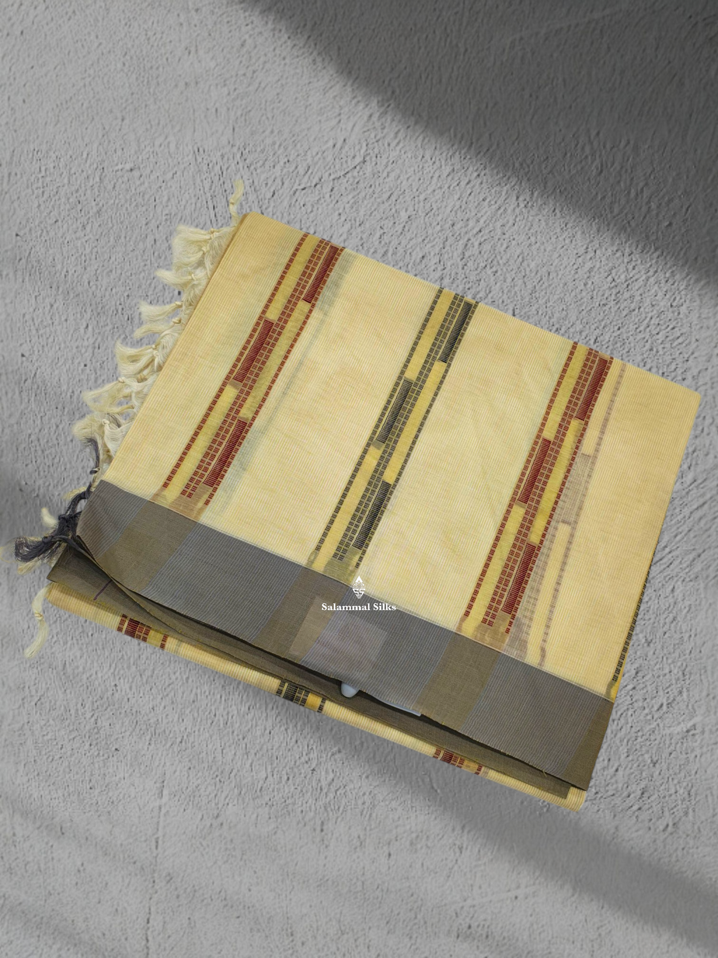Half White Beautiful Fancy Pure Cotton Saree With Ash Small Border