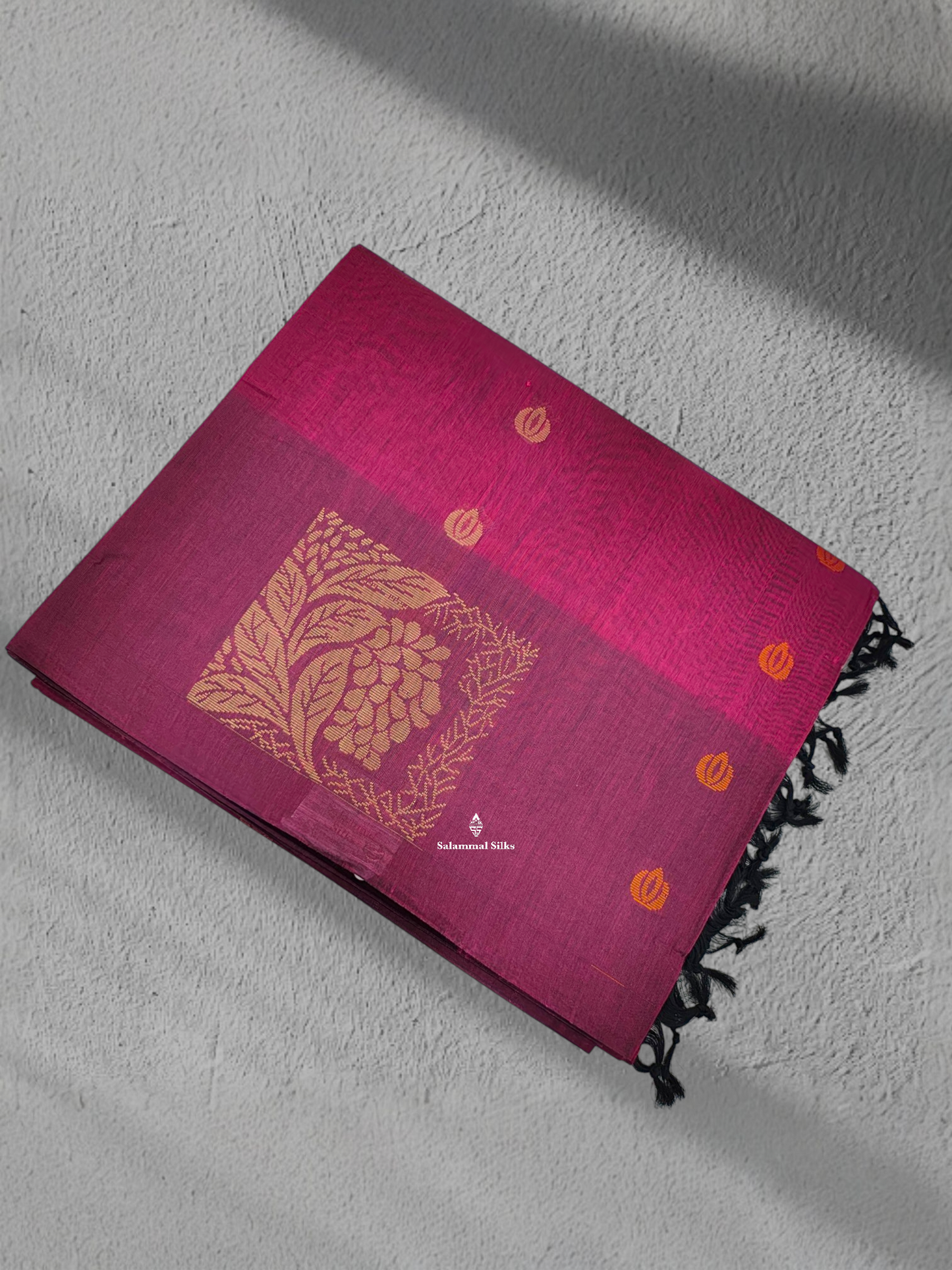 Olive Maroon Beautiful Fancy Pure Cotton Saree With  One Side Fancy Border