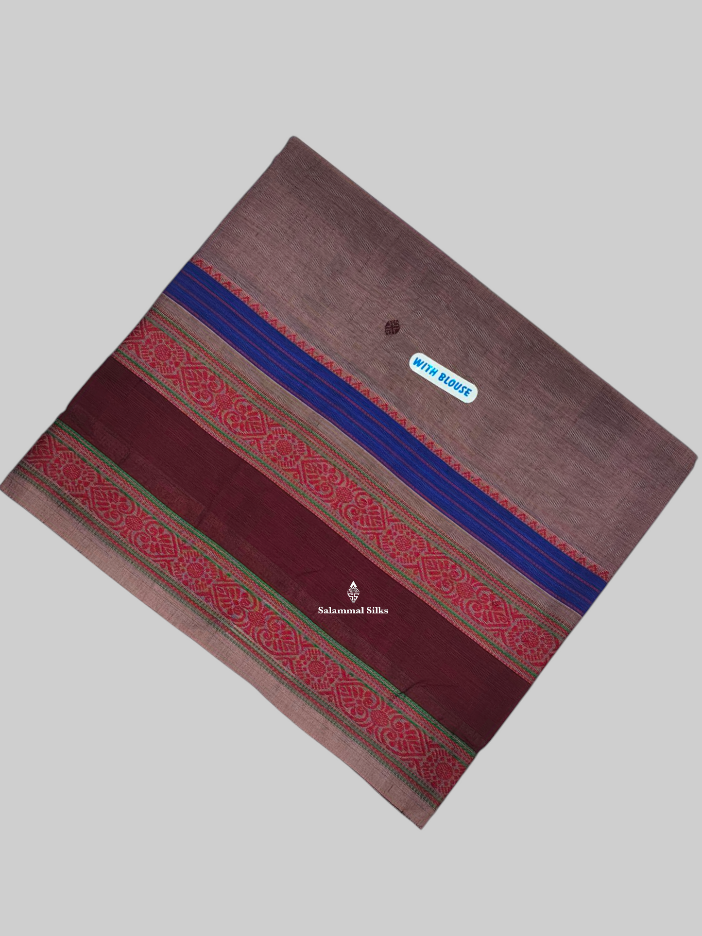 Cream Grey Beautiful Fancy Pure Cotton Saree With Dubble Border