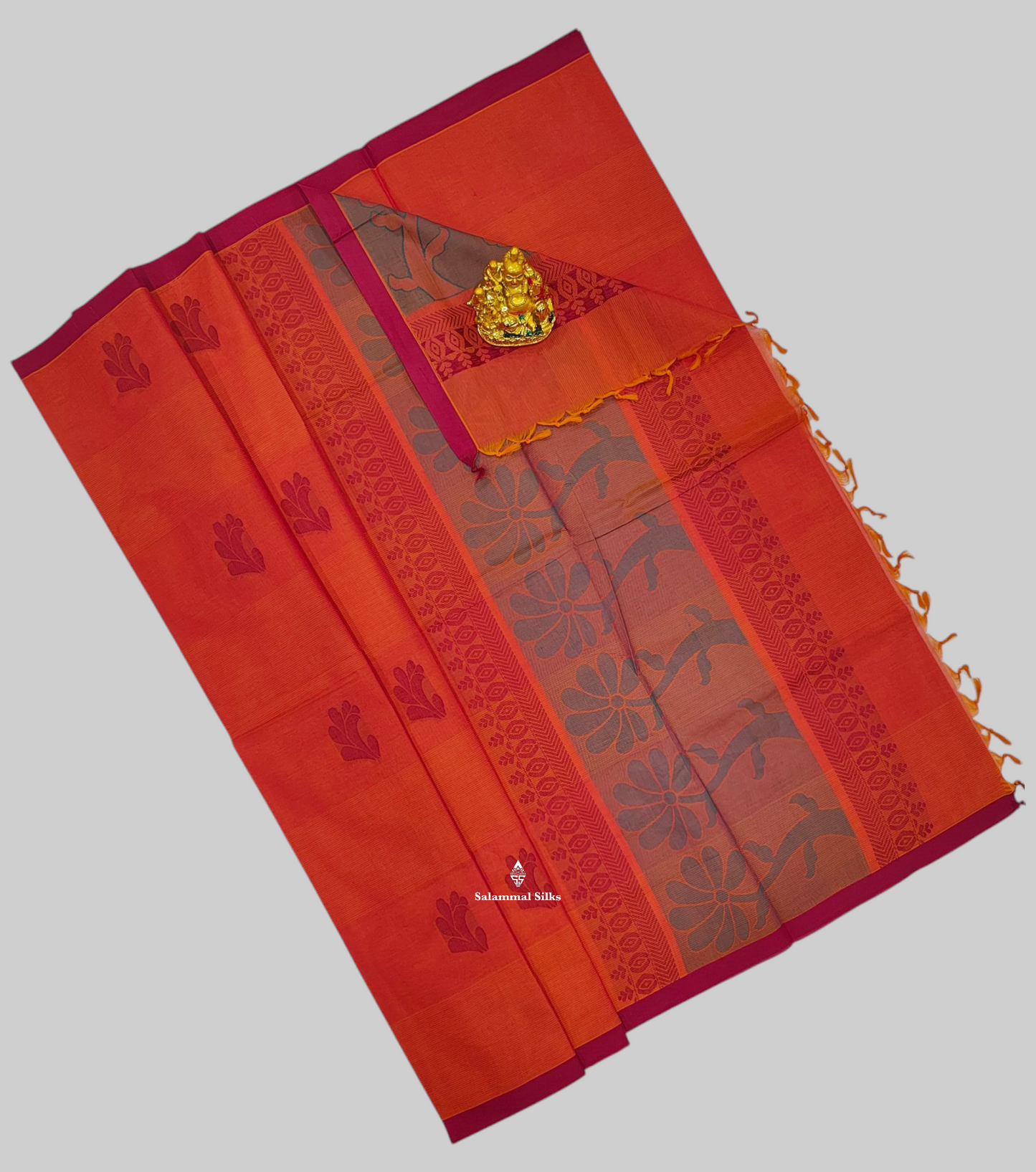 Pinkish Orange Beautiful Fancy Pure Cotton Saree With Small Border
