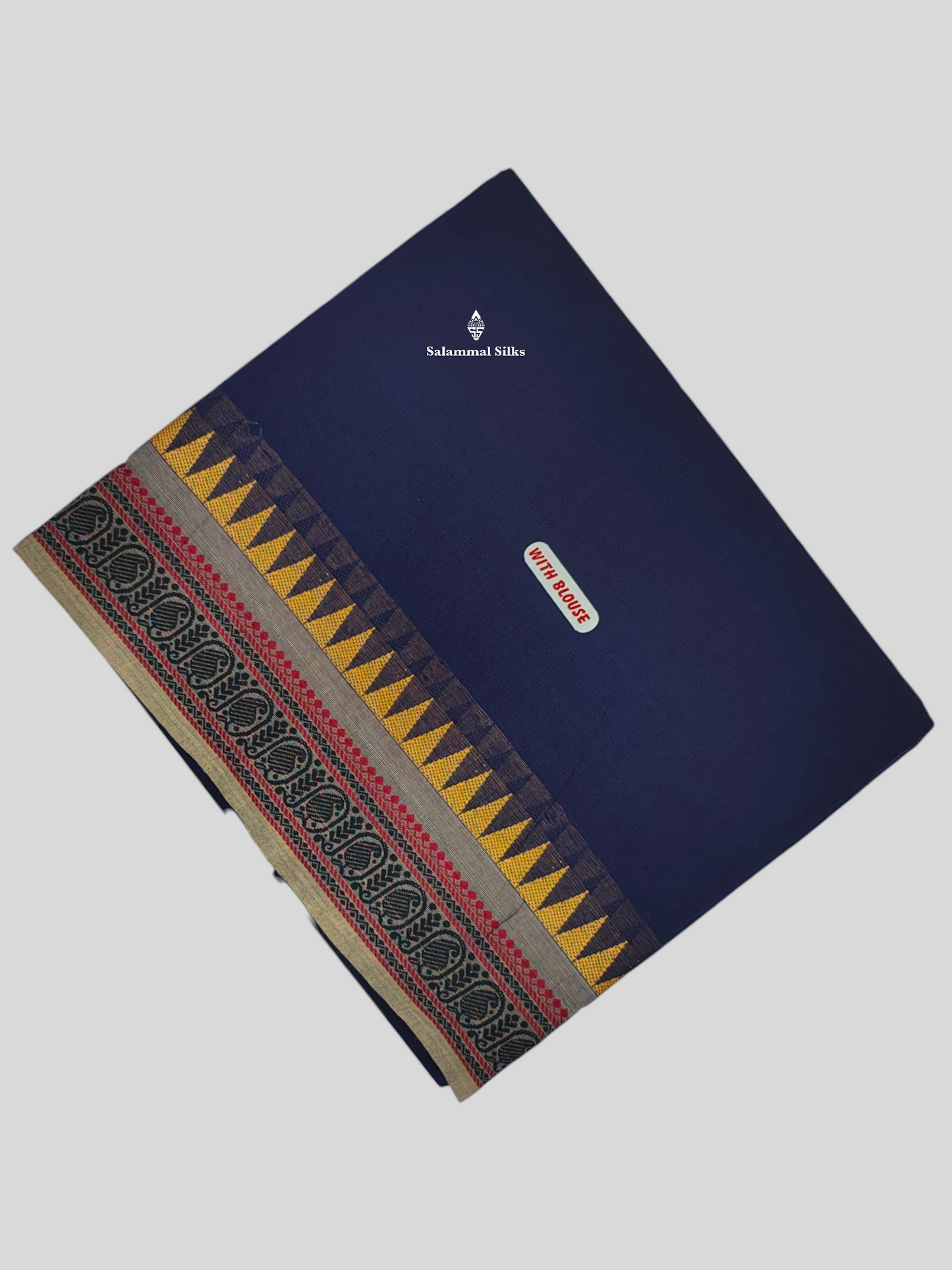 Navy Blue Beautiful Pure Cotton Saree With Small Temple Border