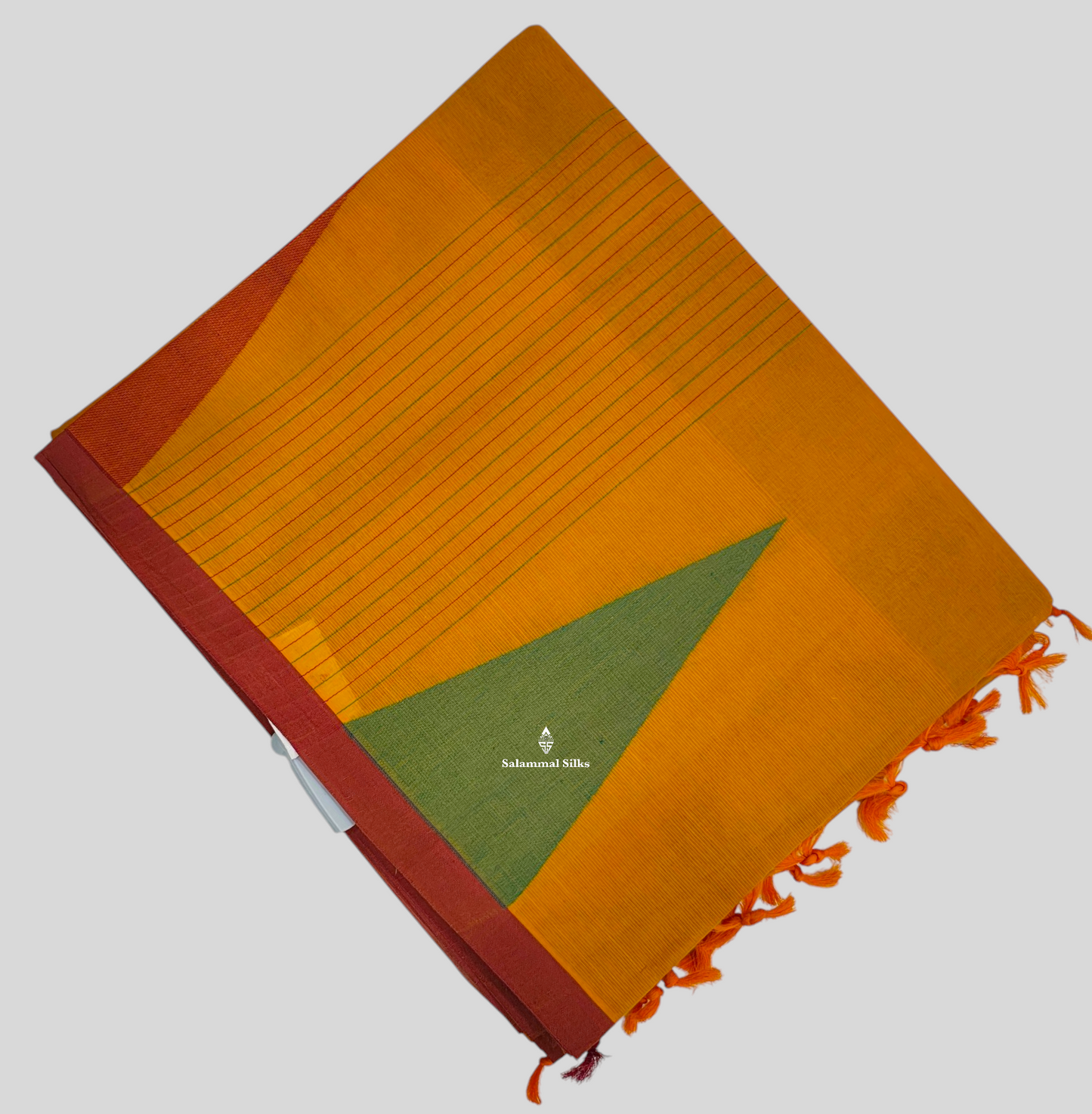 Mango Yellow Beautiful Fancy Pure Cotton Saree With Big Temple Border