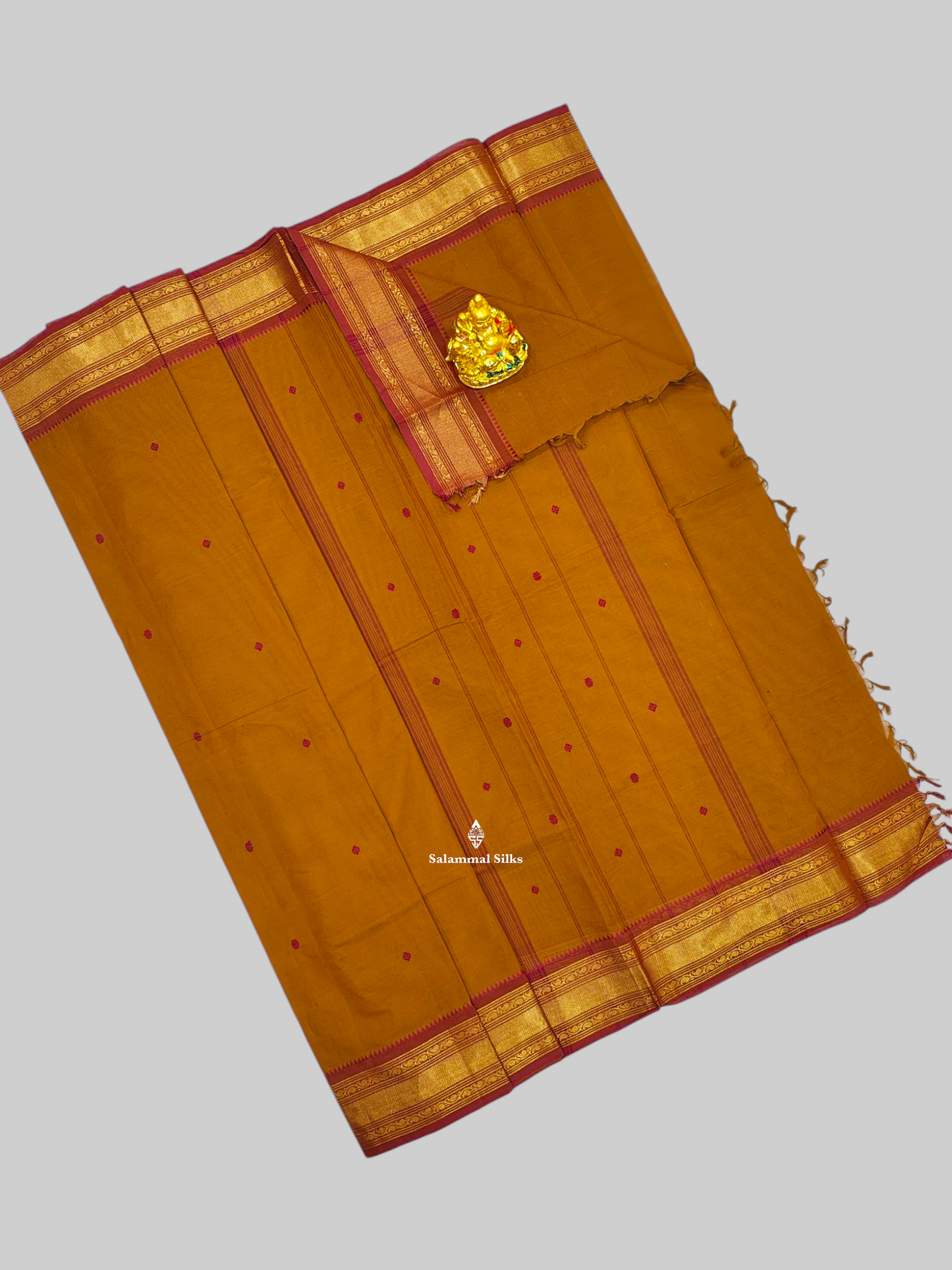 Olive Mustard Yellow Beautiful Pure Cotton Saree With Gold Zari Border