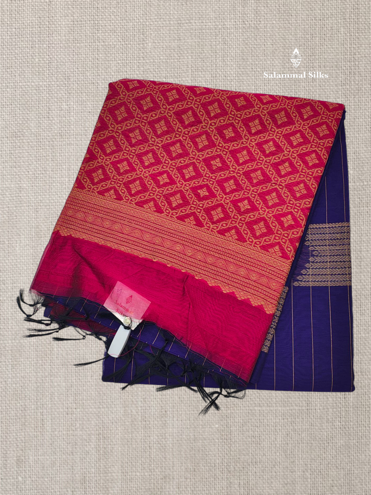 Violet  Beautiful Fancy Kora Cotton Saree With Blouse
