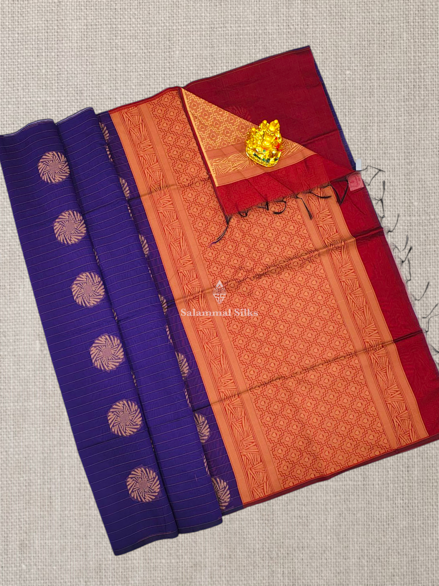 Violet Beautiful Fancy Kora Cotton Saree With Blouse