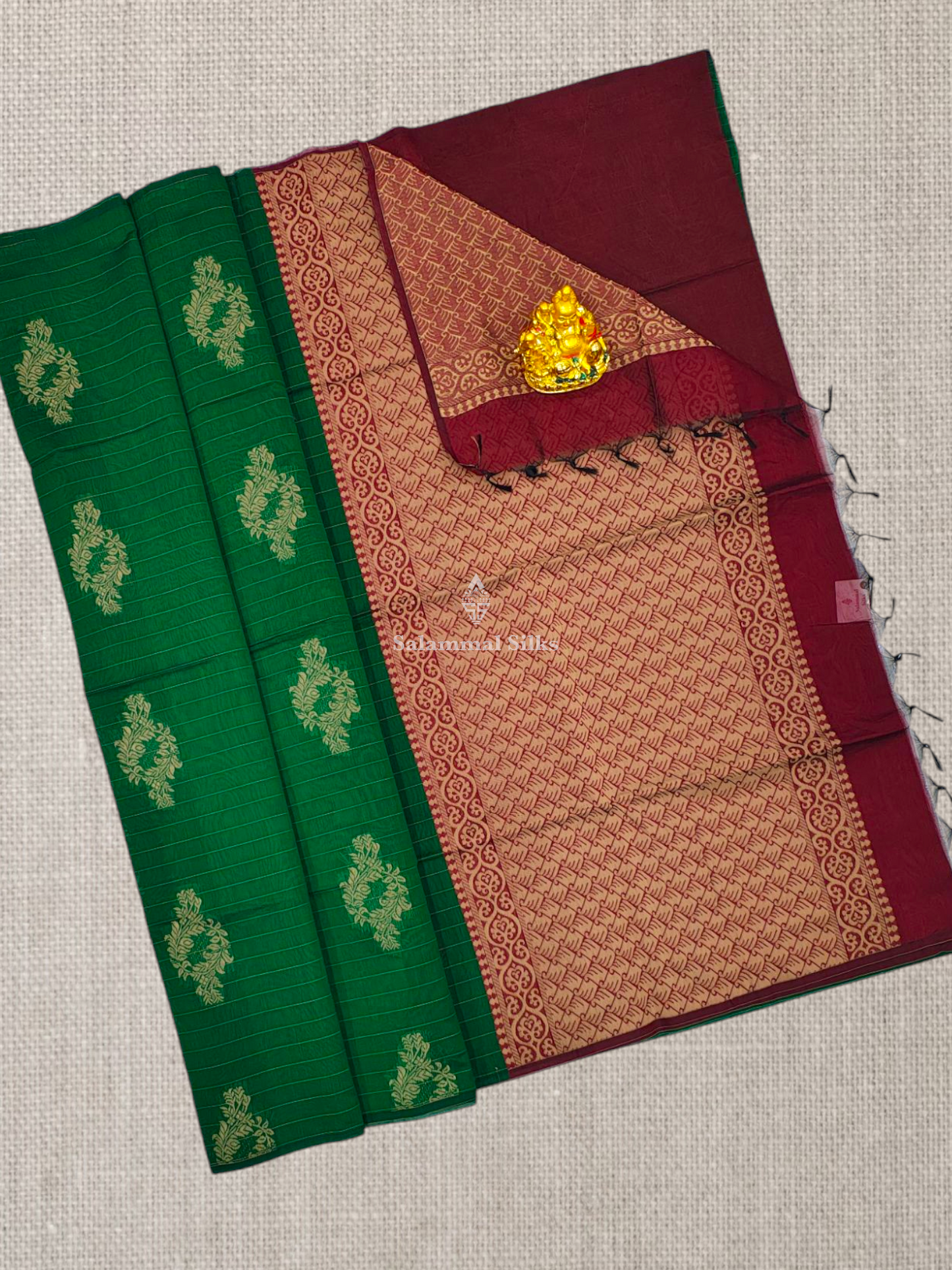 Green Beautiful Fancy Kora Cotton Saree With Blouse
