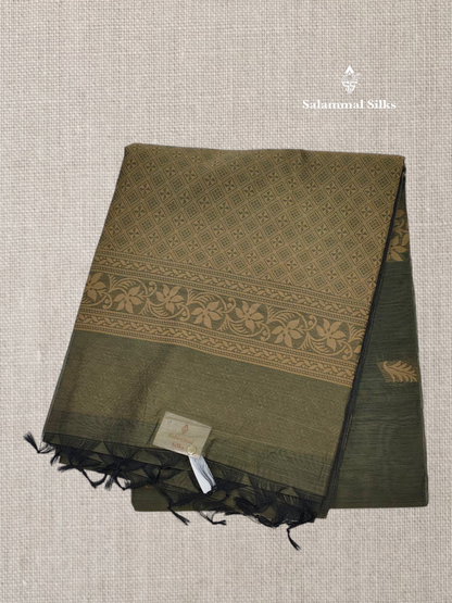 Elephant Grey Beautiful Fancy Kora Cotton Saree With Blouse