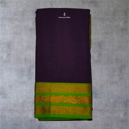 Bottle Green Colour Linen Cotton Sarees With Contrast Maroon Border