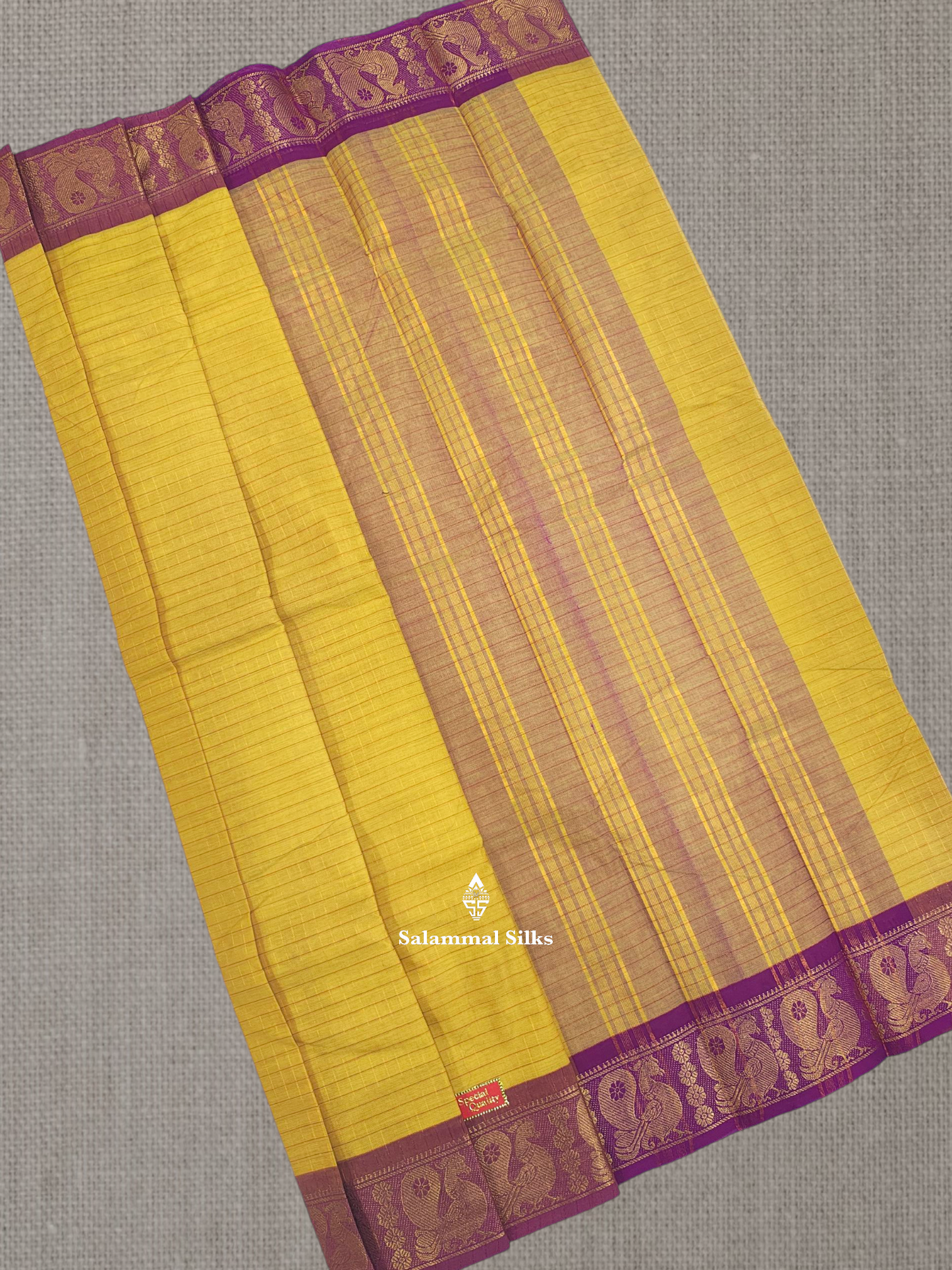 Ramar Blue Zari Checks Beautiful Chettinad Pure Cotton Saree Without Blouse