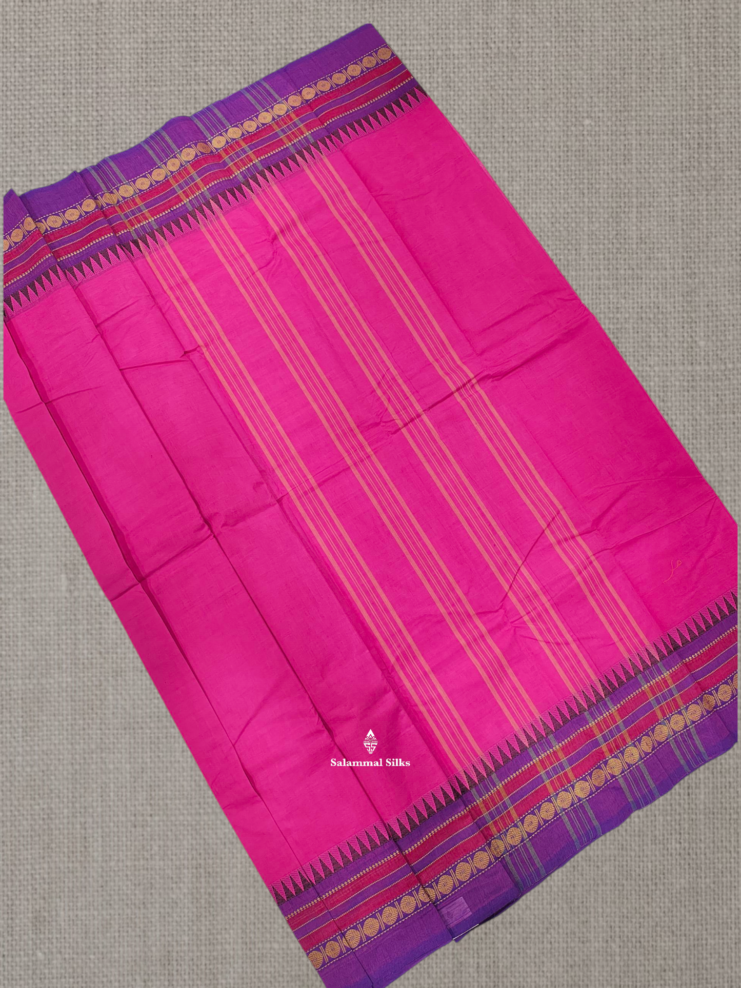 Peacock Blue Beautiful Chettinad Plain Pure Cotton Saree With Traditional Temple Thread Work Border