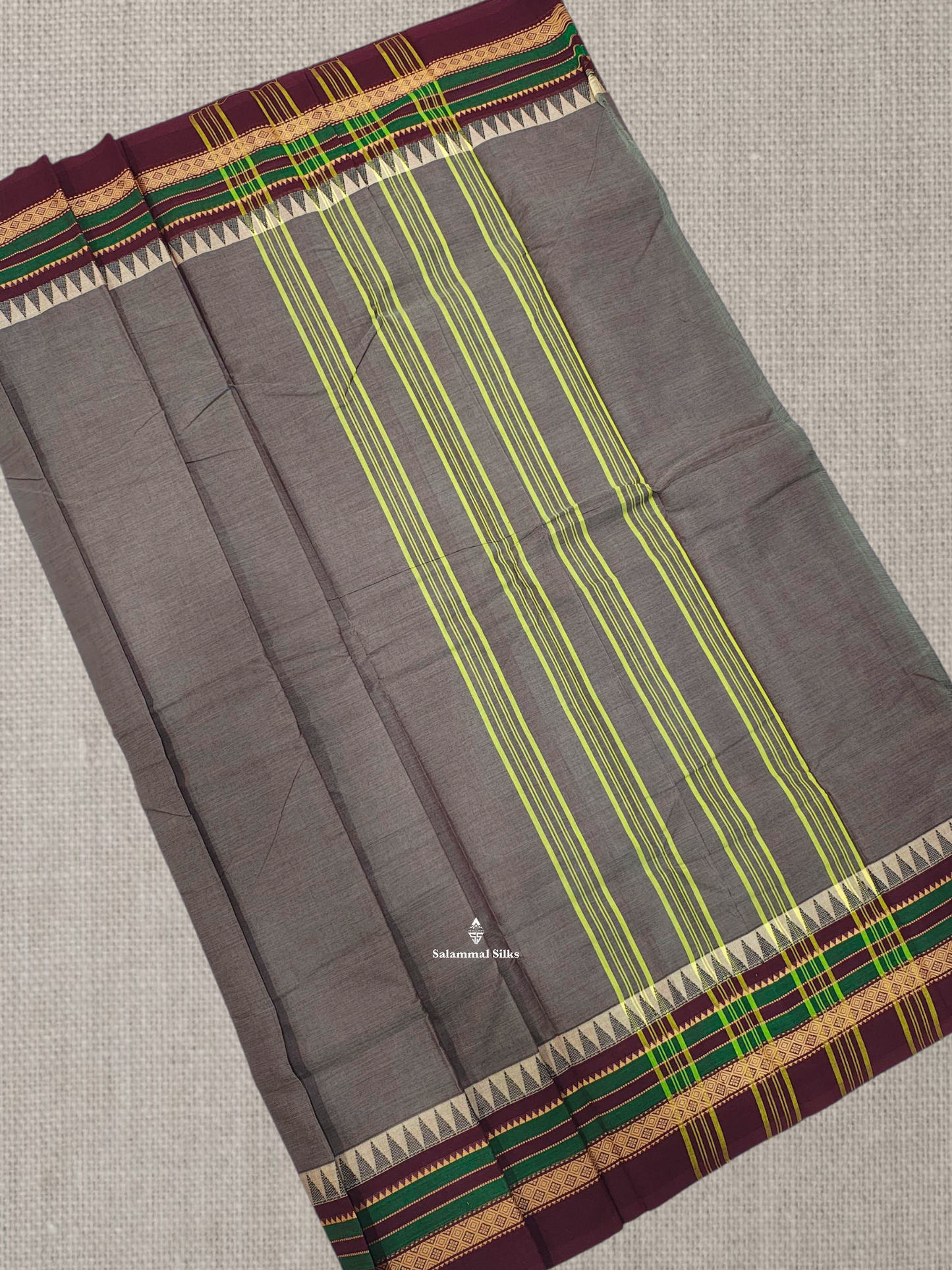 Peacock Blue Beautiful Chettinad Plain Pure Cotton Saree With Traditional Temple Thread Work Border