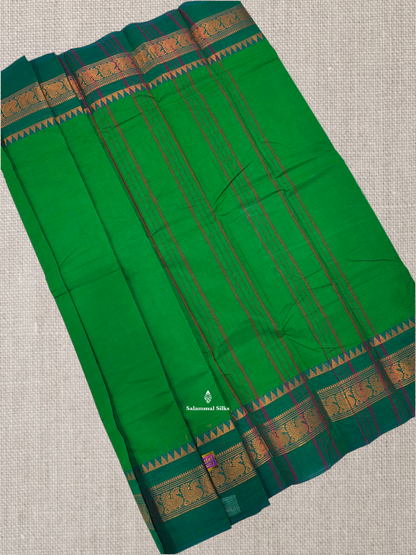Pink Chettinad Plain Pure Cotton Saree With Traditional Magenta Border