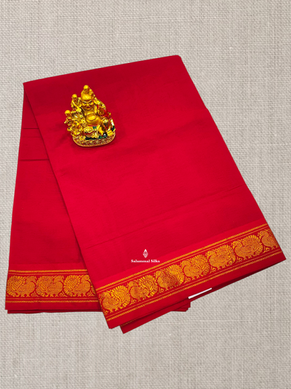 Viloet Beautiful Plain Pure Cotton Saree With Contrast Red Border