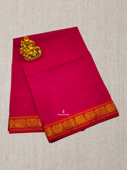 Viloet Beautiful Plain Pure Cotton Saree With Contrast Red Border