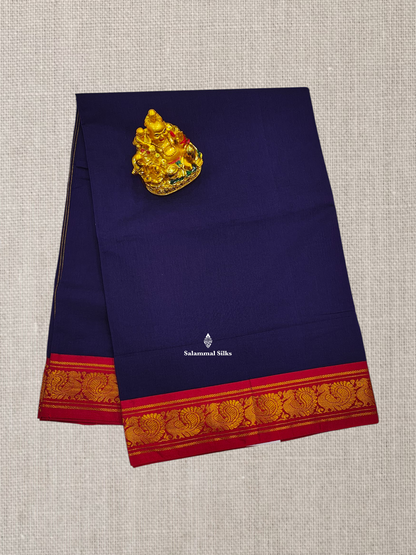 Viloet Beautiful Plain Pure Cotton Saree With Contrast Red Border