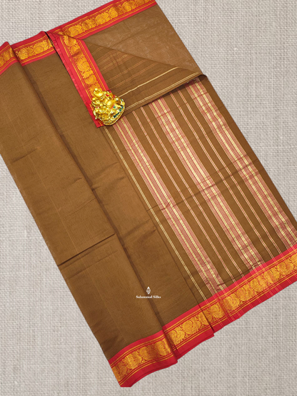 Viloet Beautiful Plain Pure Cotton Saree With Contrast Red Border