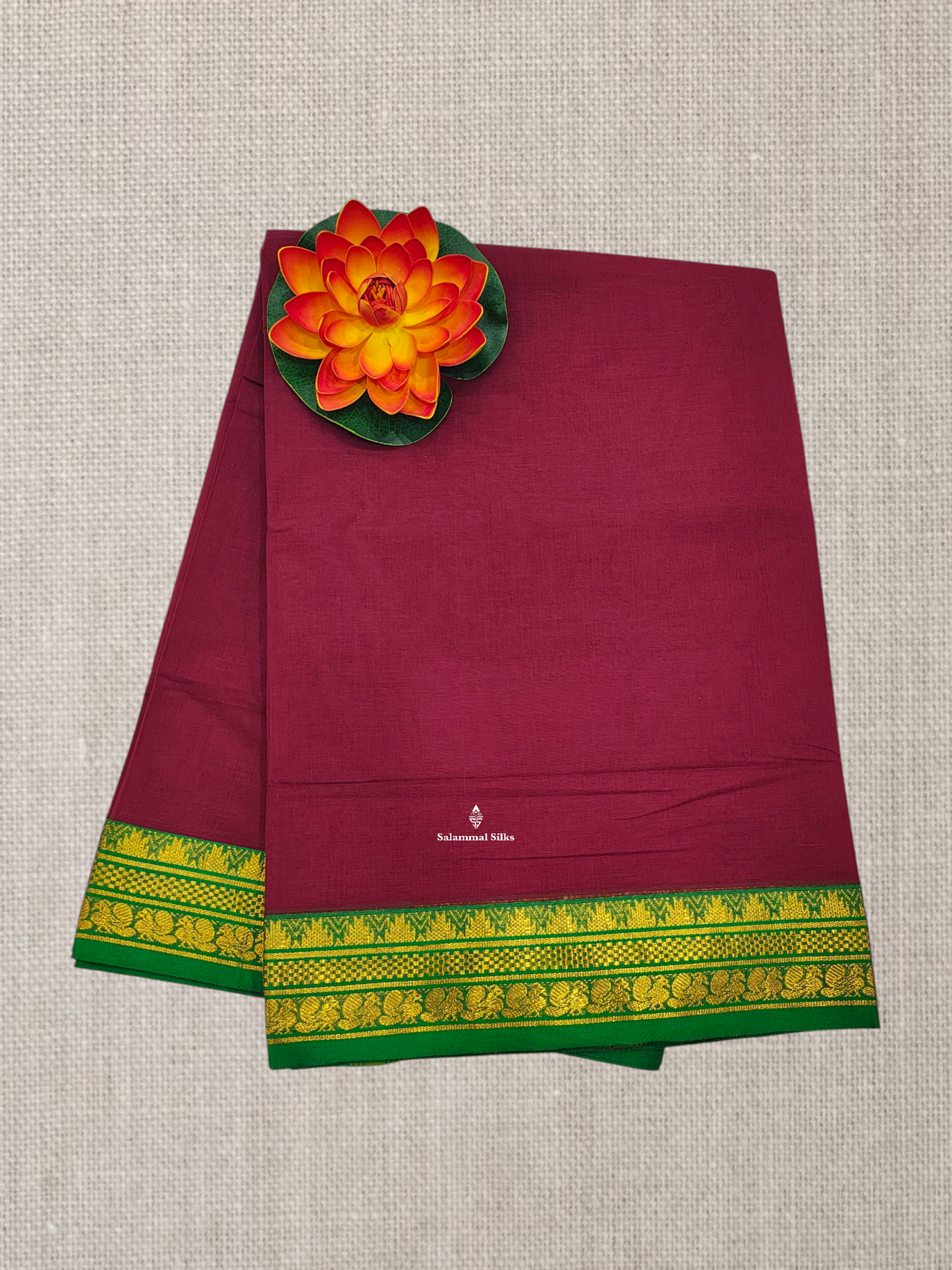 Light Brown Beautiful Plain Pure Cotton Saree With Contrast Maroon Border
