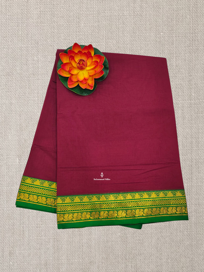 Light Brown Beautiful Plain Pure Cotton Saree With Contrast Maroon Border