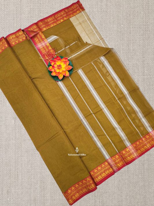 Light Brown Beautiful Plain Pure Cotton Saree With Contrast Maroon Border