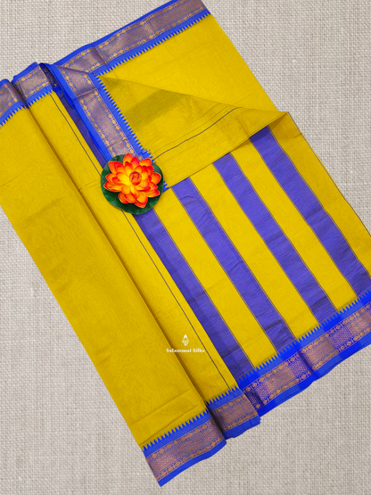 Bottle Green Plain Pure Cotton Saree With Magenta Pink Traditional Temple Border