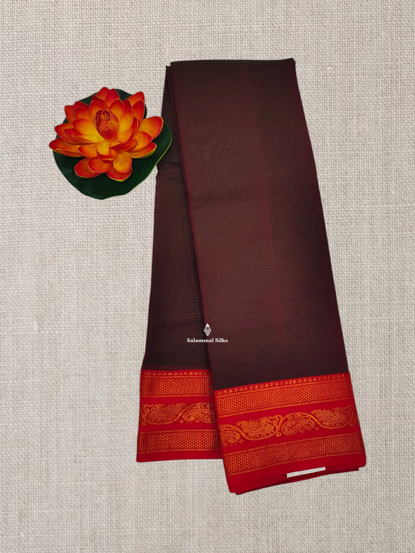 Maroon Beautiful Plain Pure Cotton Saree With  Traditional Bottle GreenBorder