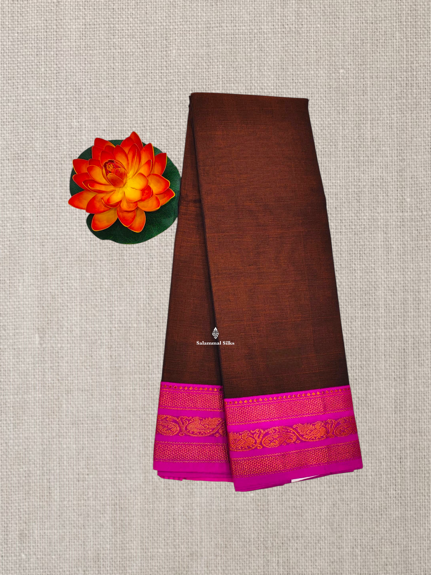 Maroon Beautiful Plain Pure Cotton Saree With  Traditional Bottle GreenBorder