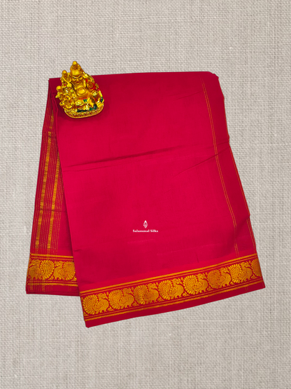 9 Yards Beautiful Navy Blue Plain Pure Cotton Saree With Maroon Border