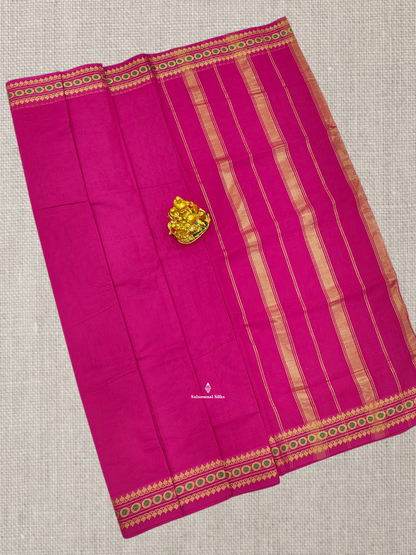 9 Yards Beautiful Light Green Plain Pure Cotton Saree With Meena Kari Thread Work Border