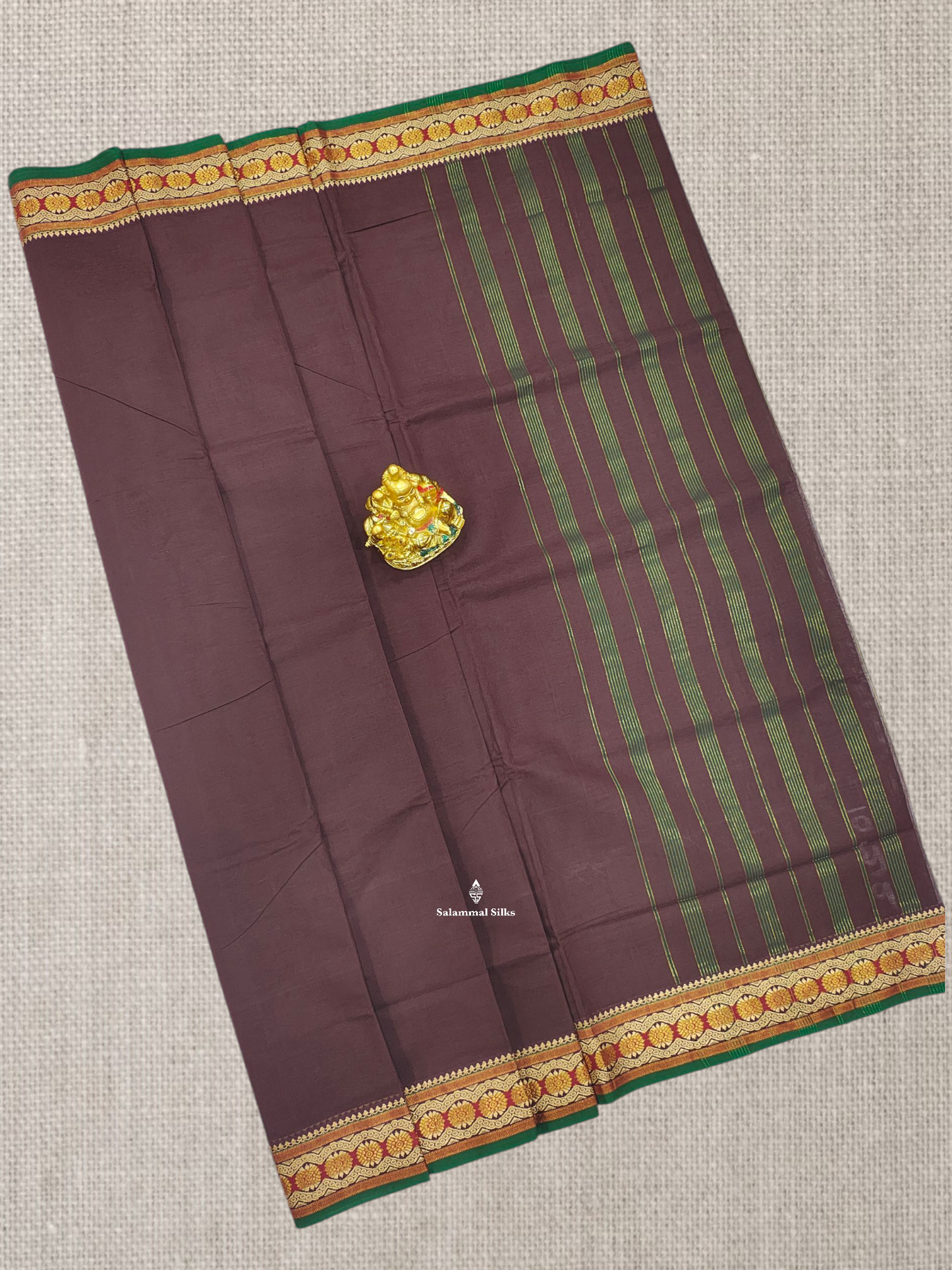 9 Yards Beautiful Navy Blue Plain Pure Cotton Saree With Maroon Border