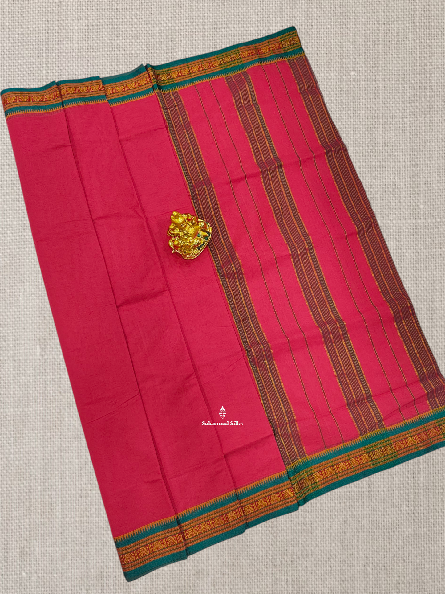 9 Yards Beautiful Navy Blue Plain Pure Cotton Saree With Maroon Border
