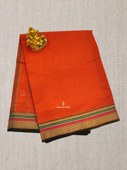 9 Yards Beautiful Light Brown Plain Pure Cotton Saree With Multicolour Border
