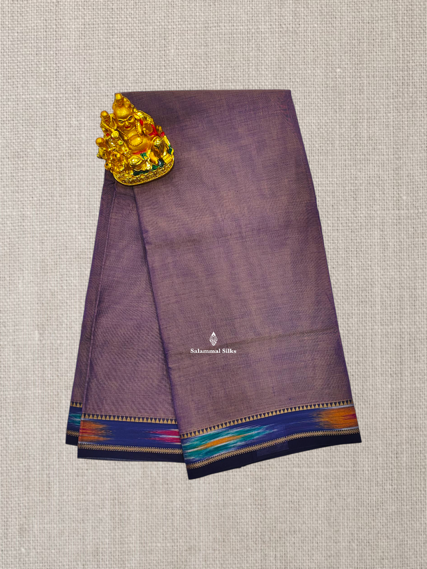 Light Lavender Plain Pure Cotton Saree With Beautiful Pochampalli Border
