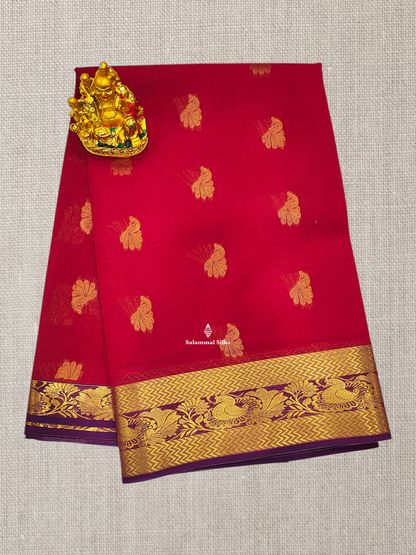 Bottle Green Mesmerised Cotton Saree With Beautiful Maroon Border