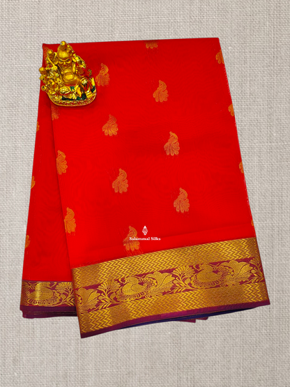 Bottle Green Mesmerised Cotton Saree With Beautiful Maroon Border