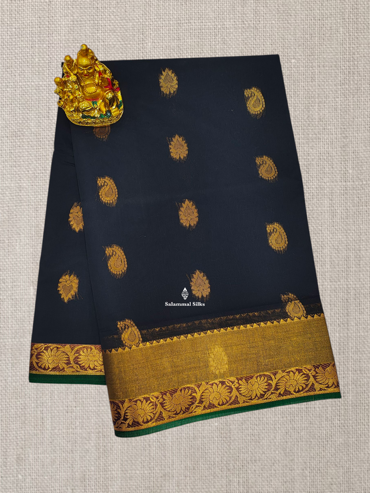 Grey Beautiful Mesmerised Cotton Saree With Maroon Tissue And Butta Border