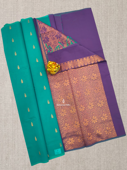 Sapphire Green Mesmerised Cotton Saree With Without Border
