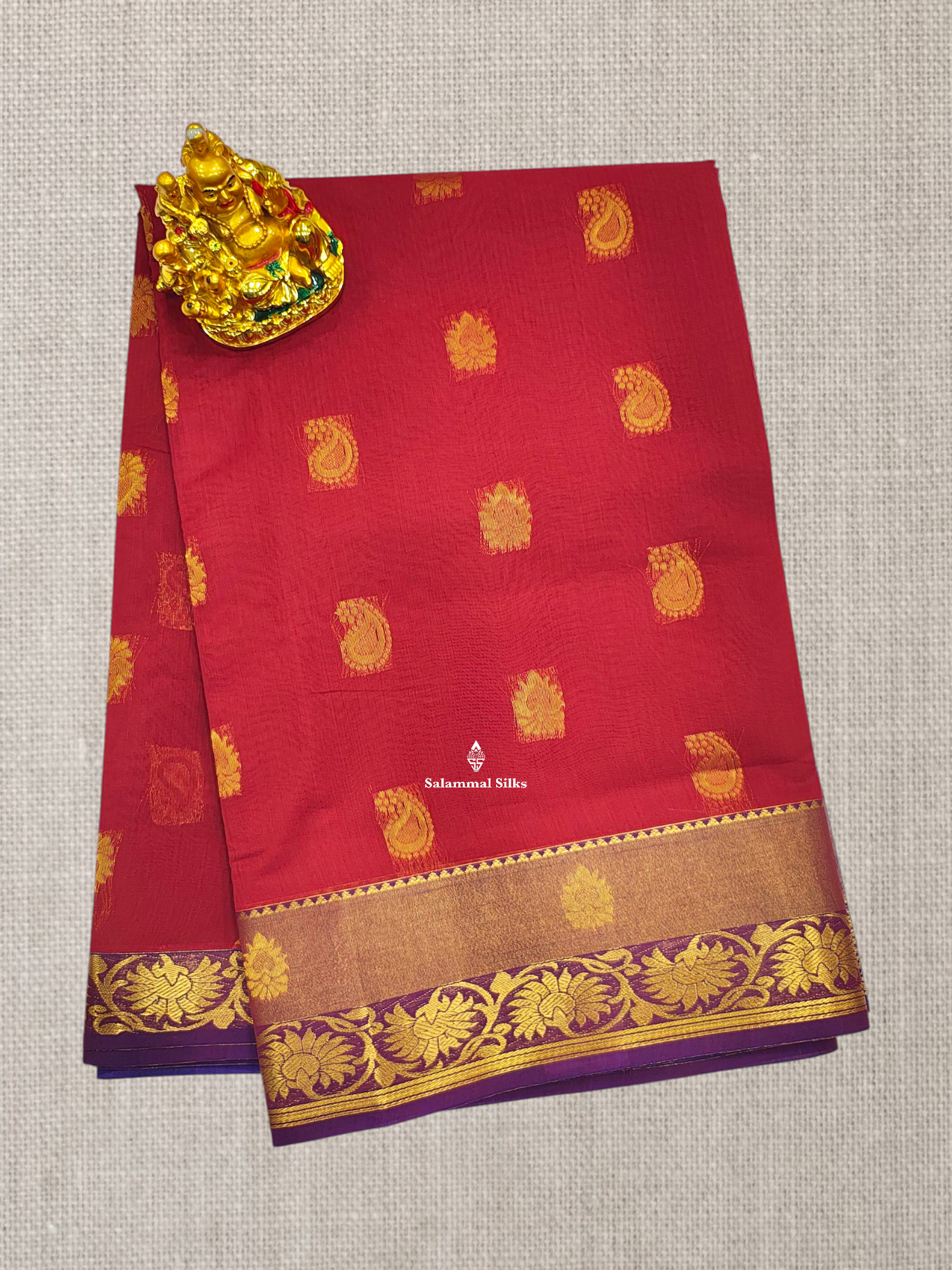Grey Beautiful Mesmerised Cotton Saree With Maroon Tissue And Butta Border