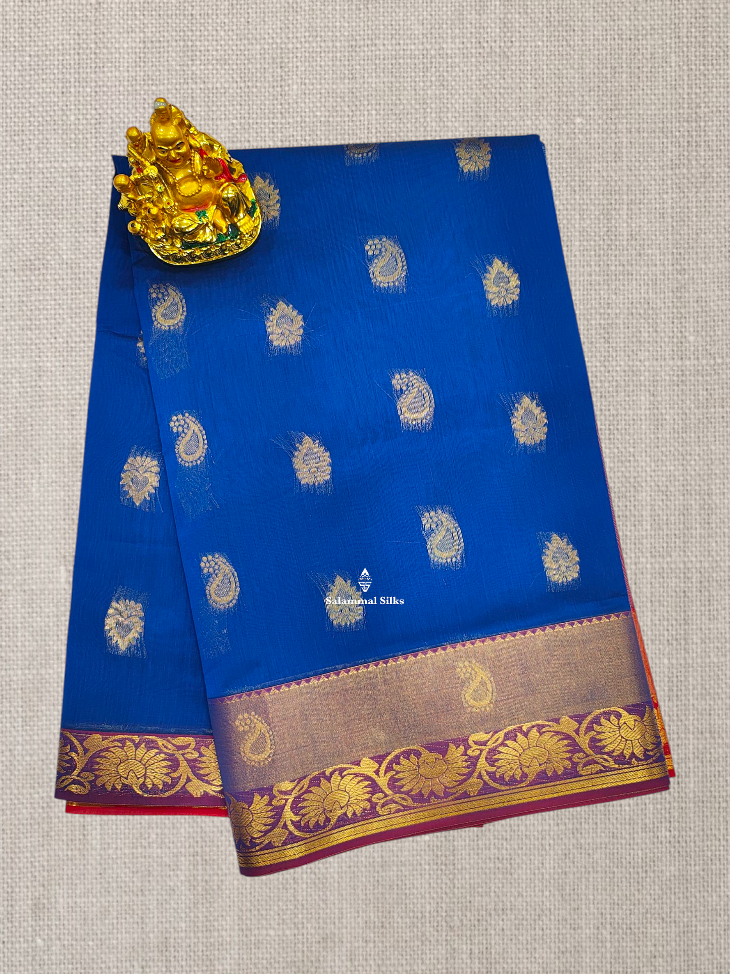 Grey Beautiful Mesmerised Cotton Saree With Maroon Tissue And Butta Border