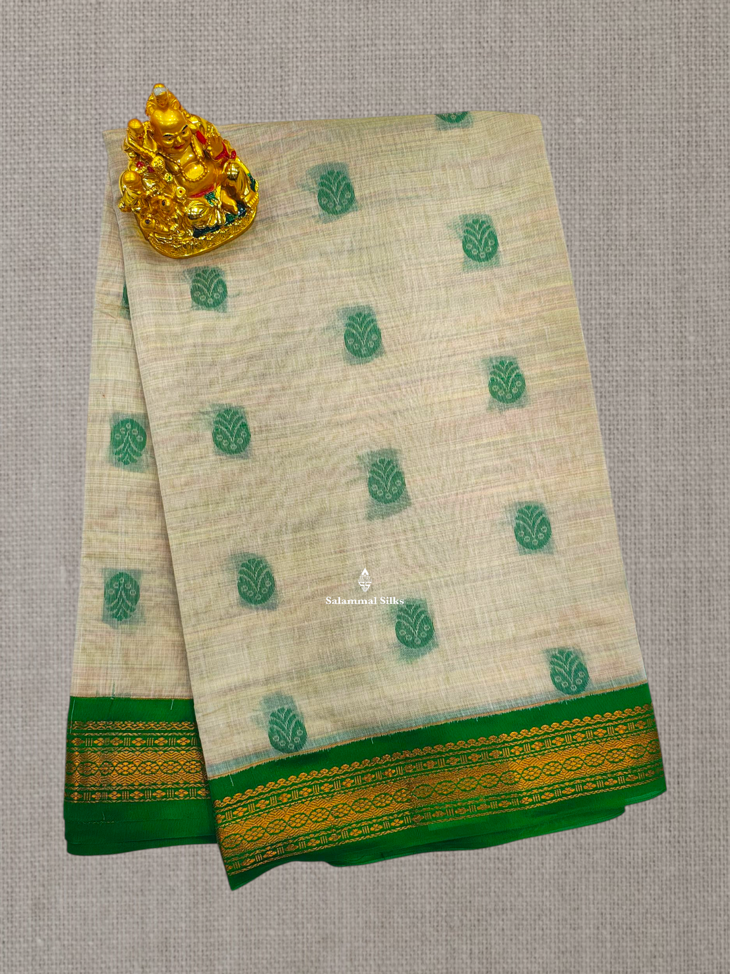 Sandal Beautiful Thread Work Mesmerised Cotton Saree With Pink Border