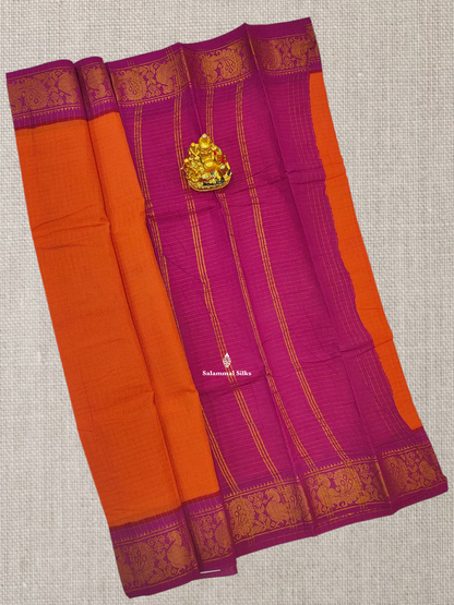 Red Beautiful Zari Pure Sungudi Cotton Saree With Contrast Sandal Border