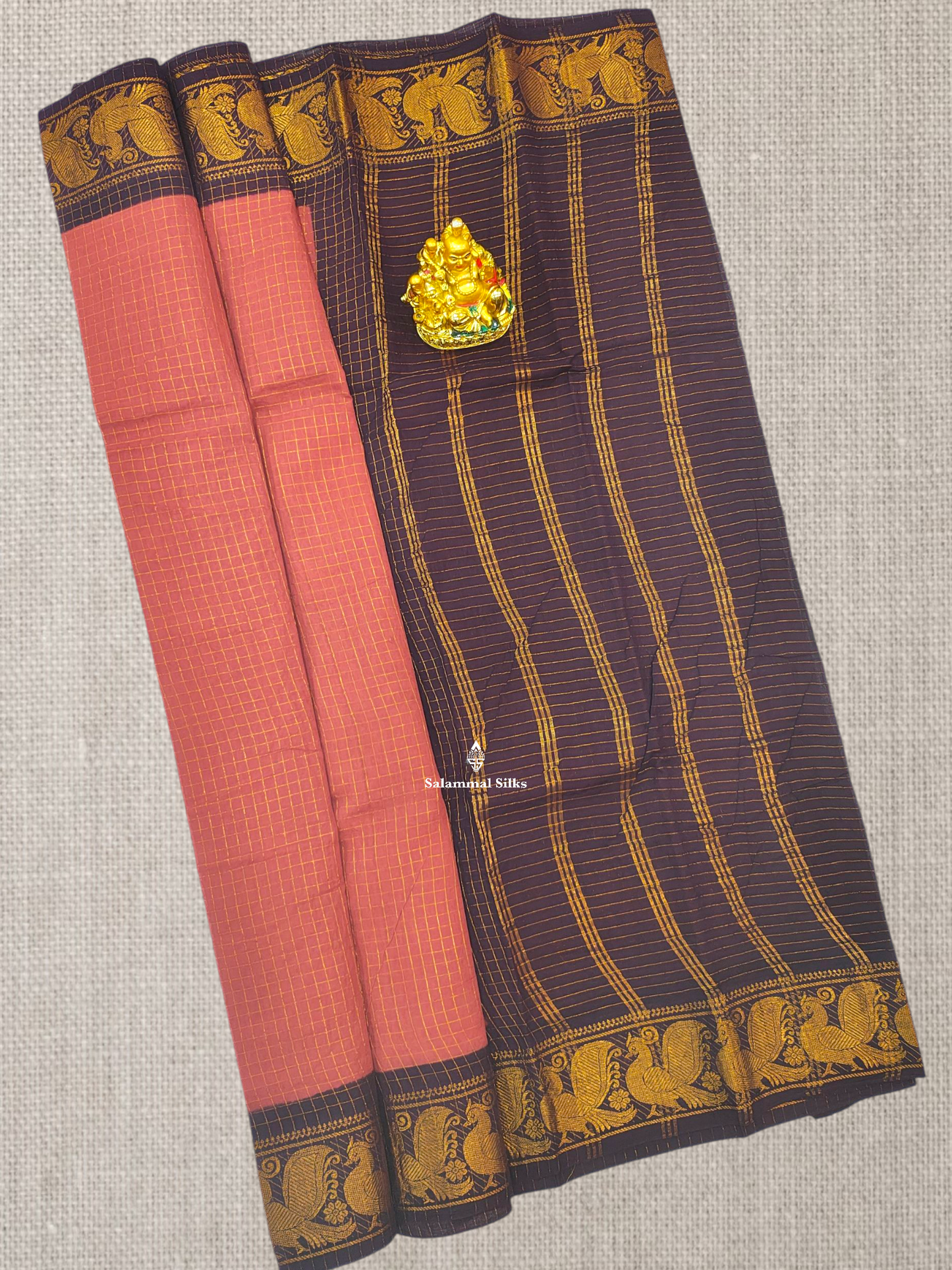 Red Beautiful Zari Pure Sungudi Cotton Saree With Contrast Sandal Border