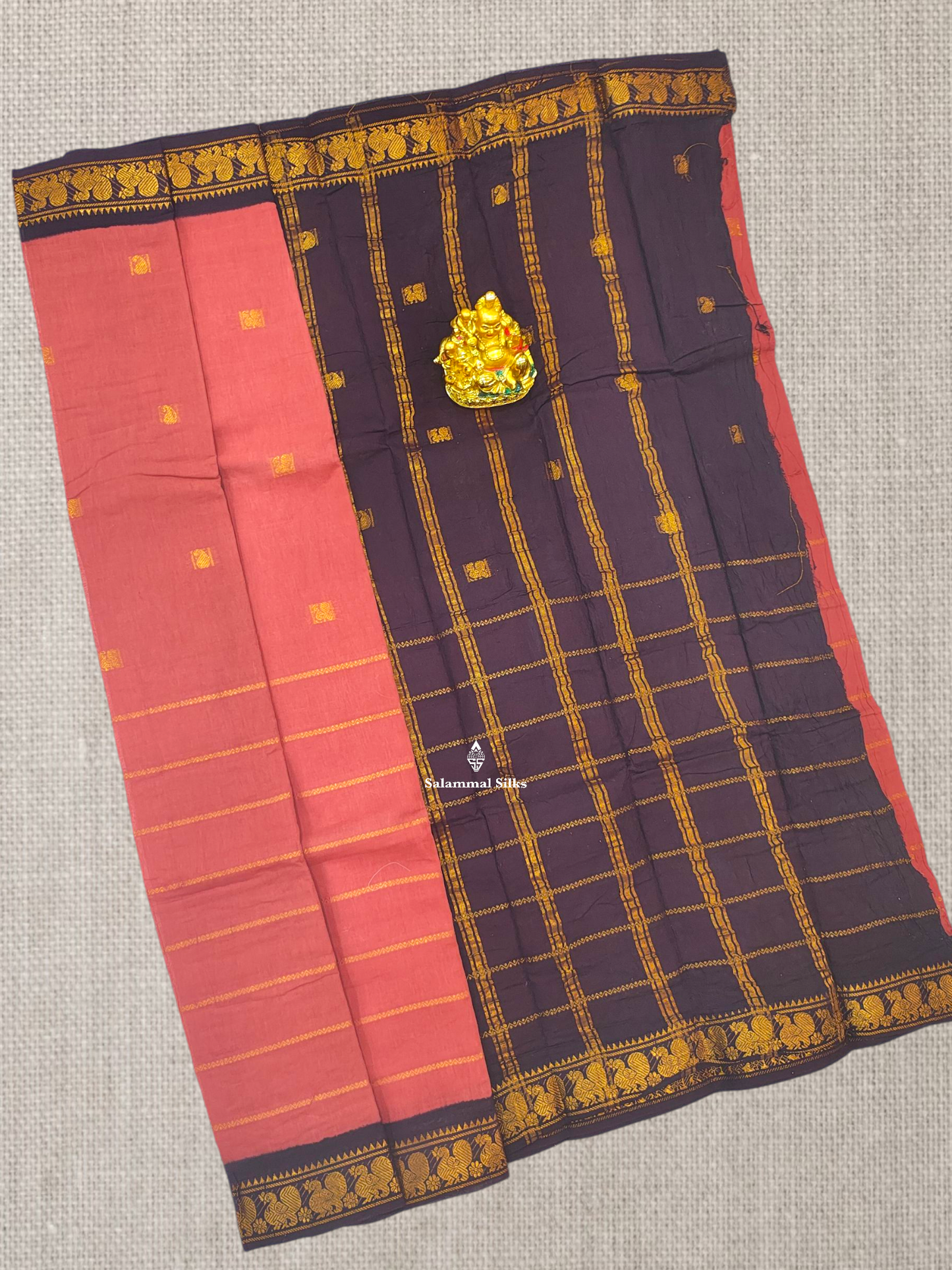 Beautiful Olive Velthari Lines And Buttas Printed Pure Sungudi Cotton Saree With Contrast Black Border